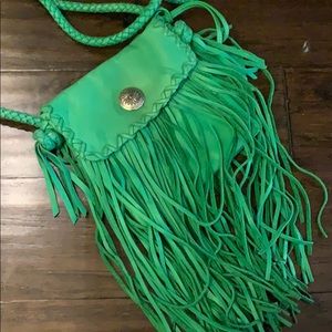 Polo Ralph Lauren Green Fringe Crossbody Bag